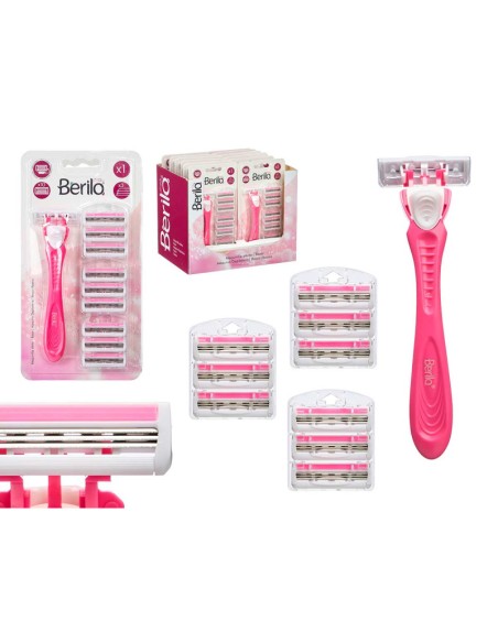 MAQUINILLA AFEITAR 10 RECAMBIOS 3 HOJAS ROSA