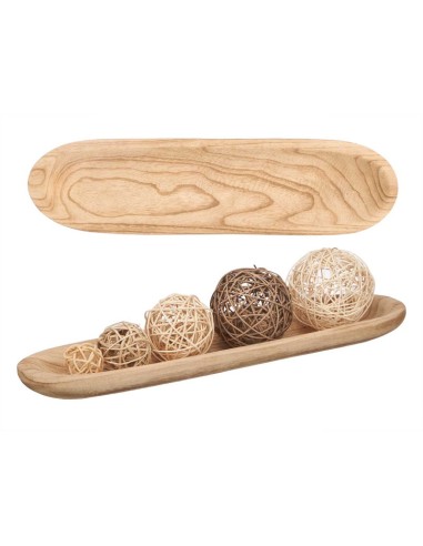 CENTRO DECOR MADERA QUEMADA ALARGADA