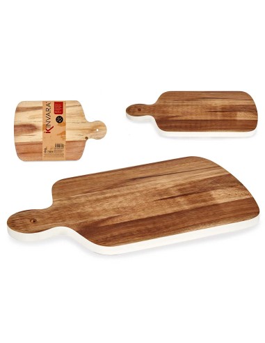 TABLA CORTAR MADERA CON BORDE BLANCO 40CM