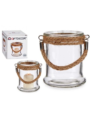 PORTAVELA CRISTAL CUERDA PEQUEÑO 9 x 9 x 10 cm.