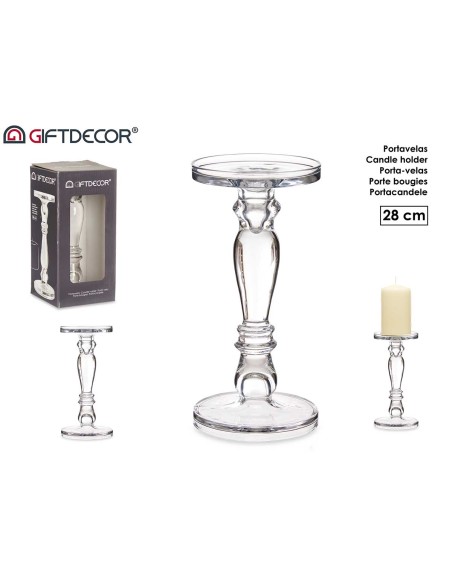 CANDELABRO CRISTAL ANILLO M 28CM