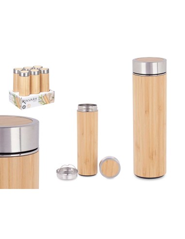 TERMO ACERO BAMBU 500ML FILTRO