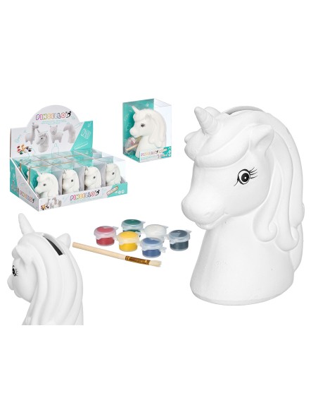 HUCHA PARA PINTAR UNICORNIO 8,5 x 10 x 14,5 cm.