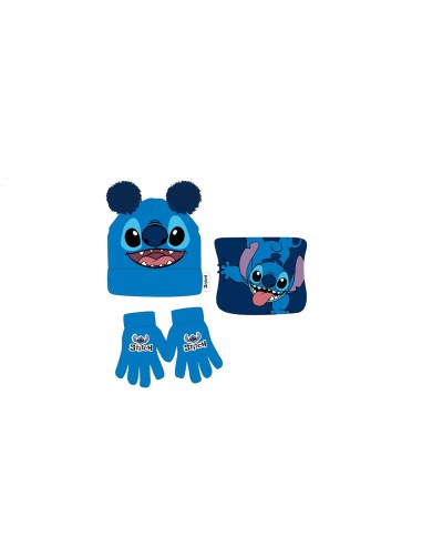 SET GORRO-BRAGA-GUANTES NIÑO LILO & STITCH ( C534)