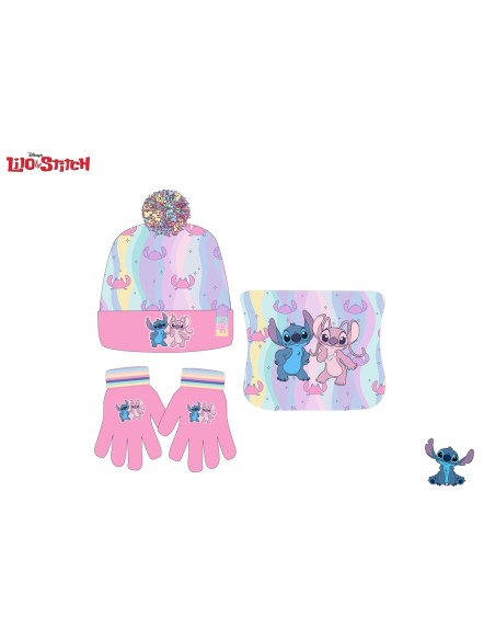 SET GORRO -BRAGA-GUANTES NIÑA LILO&STITCH (C553)
