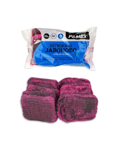 ESTROPAJO ACERO LANA JABONOSO SET 10 UNIDADES