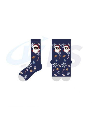 CALCETINES AZULES PAPA NOEL GAFAS