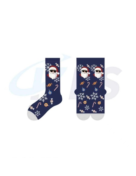 CALCETINES AZULES PAPA NOEL GAFAS