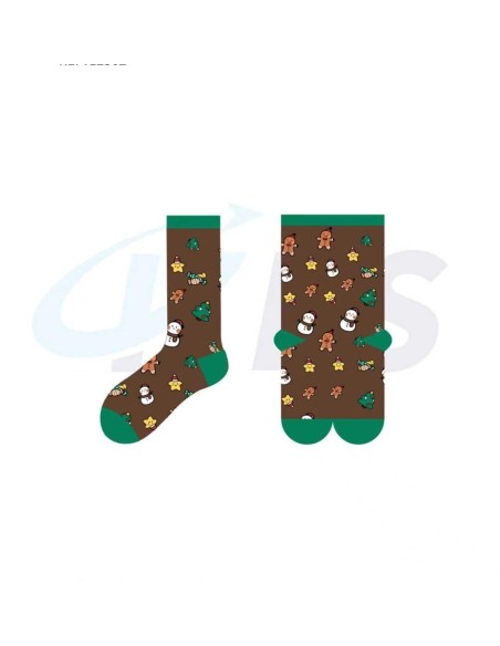 CALCETINES MARRONES DIBUJOS NAVIDEÑOS (38-45)