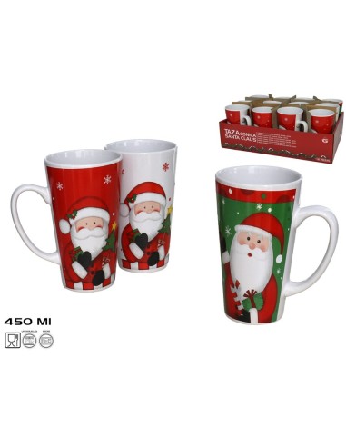 TAZA CONICA SANTA CLAUS 15X9CM 450ML 3STD