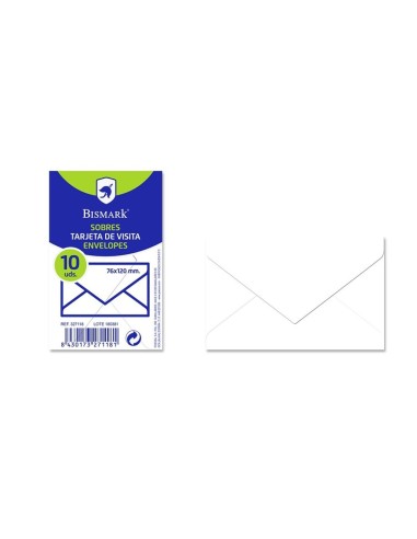 SOBRE BISMARK PAPEL BLANCO 76X120 90GRMS.SET 10