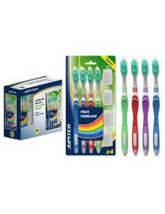 CEPILLO DENTAL ADULTOS SET 4UDS + 4 TAPA