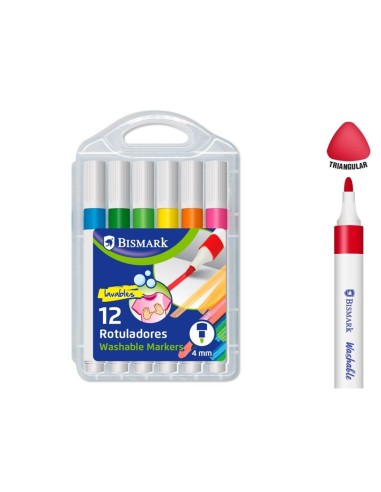 ROTULADORES LAVABLES ERGONOMICOS 12 COLORES