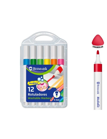 ROTULADORES LAVABLES ERGONOMICOS 12 COLORES