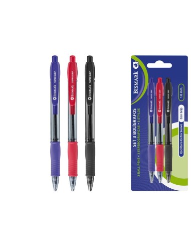 BISMARK SOFT GRIP BOLIGRAFO PACK 3 COLORES