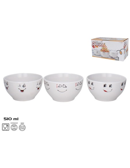 BOWL GRES FUNNY FACES 13CM 3 SURTIDOS
