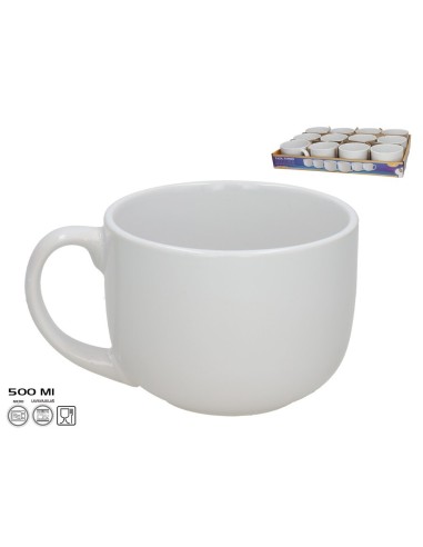 TAZA JUMBO 500ML SEGURA BLANCO
