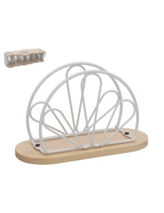 SERVILLETERO METAL+MADERA JEREZ 15.5X7X9.5CM BLANC