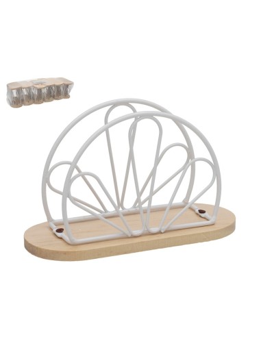 SERVILLETERO METAL+MADERA JEREZ 15.5X7X9.5CM BLANC