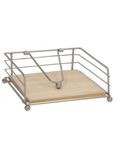 SERVILLETERO MADERA+METAL MALAGA 18X18X7CM PLATA