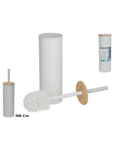 ESCOBILLERO METAL Y BAMBU 9X9X38CM