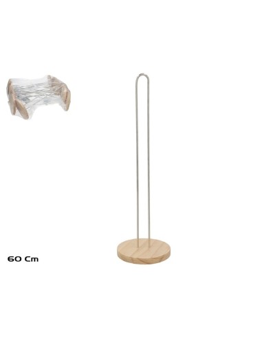 PORTAROLLOS MADERA+METAL LOLA 15X60CM PLATA