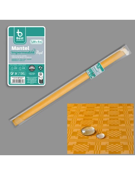 ROLLO MANTEL PLASTIFICADO AMARILLO 5 X 1,20 M MANTEL PLASTIF
