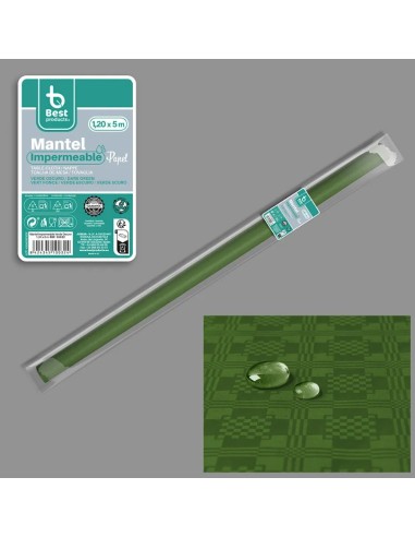 ROLLO MANTEL PLASTIFICADO VERDE OSC 5 X 1,20 M MANTEL PLASTI