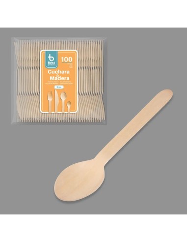 S/100 CUCHARA MADERA 16 CM BOLSA 100 CUCHARA MADERA 16CM