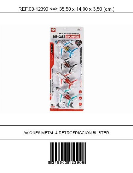 AVIONES METAL 4 RETROFRICCION BLISTER