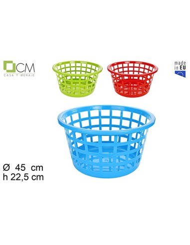 CESTO DE ROPA PLASTICO COLORES SURTIDOS (103047)