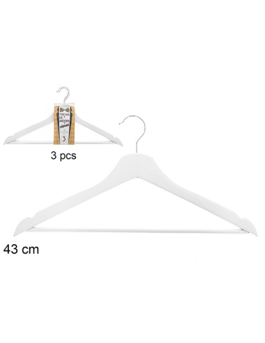 PACK 3 PERCHAS MADERA BLANCA 43CM