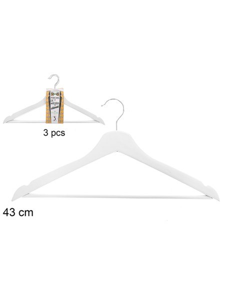 PACK 3 PERCHAS MADERA BLANCA 43CM