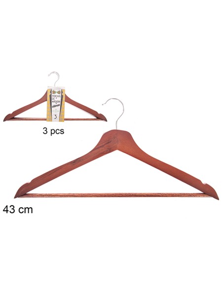 PACK 3 PERCHAS MADERA CAOBA 43CM