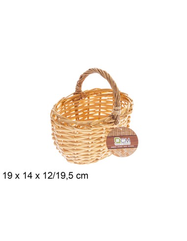 CESTA MIMBRE OVALADA MIEL CON ASA 19X14X12/19,5CM
