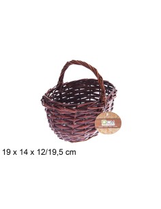  CESTA MIMBRE OVALADA CAOBA CON ASA 19X14X12/19,5CM