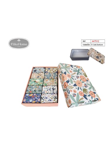 CAJITA METAL 11.5X6.6X4CM SURT.COL. FLORES