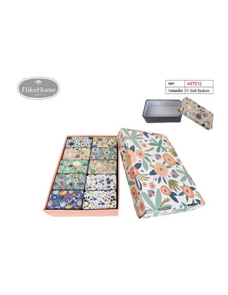 CAJITA METAL 11.5X6.6X4CM SURT.COL. FLORES