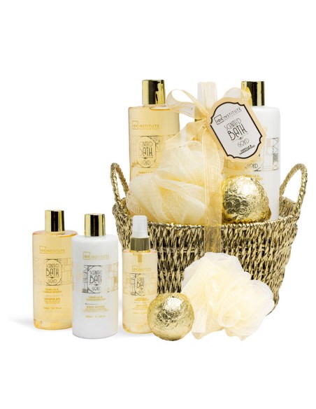 IDC INSTITUTE SCENTED BATH GOLD BASKET GIFT SET
