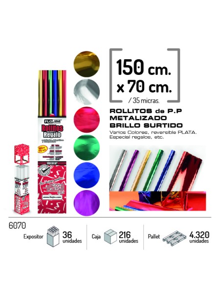 ROLLO P.P METALIZADO BRILLO 150X70CM