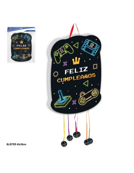 PIÑATA F.CUMPLE.VIDEOJUEGOS NEGRO 50cm PQ.10 C/80U