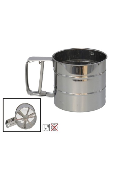 TAMIZADOR DE HARINA ACERO INOX.10X10X9,5CM