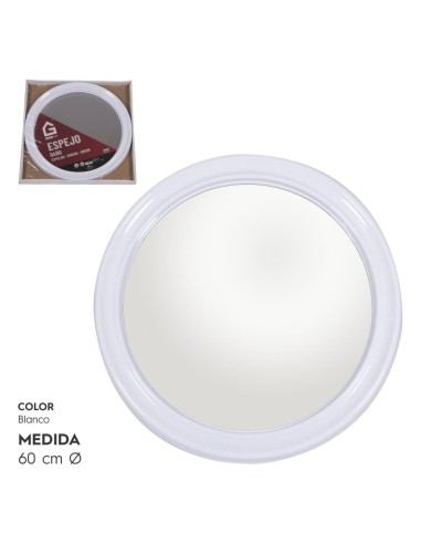 ESPEJO BAÑO 60 CM Ø BLANCO