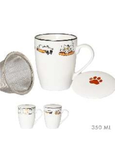 TAZA INFUSION C/ FILTRO 350 ML MANY CATS SURT/2