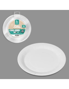 S/10 PLATO 23CM CARTON BLANCO BIODEGRADABLE