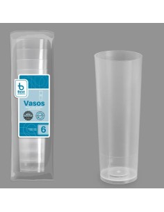 S/6 VASO TUBO 300CC TRANSP REUTILIZABLE
