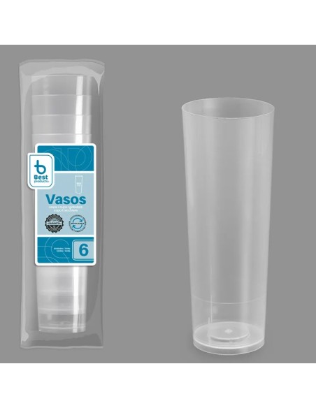 S/6 VASO TUBO 300CC TRANSP REUTILIZABLE