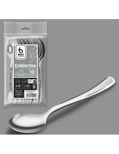 S/10 CUCHARA GRANDE PLATA REUTILIZABLE 17 CM