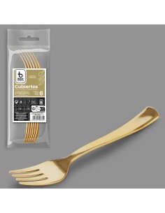 S/6 TENEDOR 18.5CM ORO REUTILIZABLE