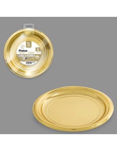 S/6 PLATO REUT. ORO 18 CM PS